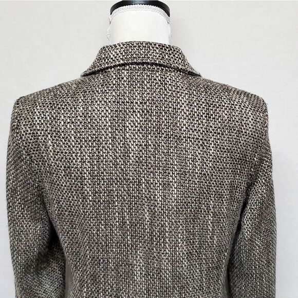 VINTAGE 90s/Y2K Old Navy Brown Tweed Italian Wool Princess Coat Peacoat Jacket - Picture 11 of 15